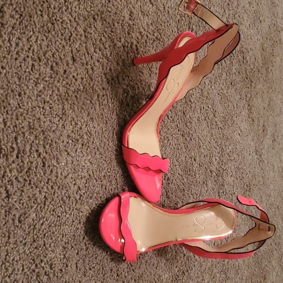 Jessica Simpson Neon Pink zigzag strap shoes - Picture 3 of 5